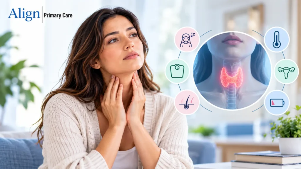 Signs of thyroid problems in women, including symptoms, thyroid testing, and treatment in Dallas and Garland, TX